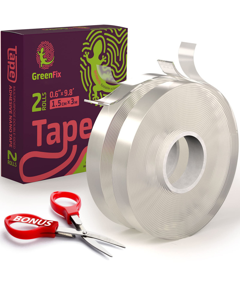 GreenFix Double Sided Mounting Tape 19.7FT - 2 Rolls Nano Heavy