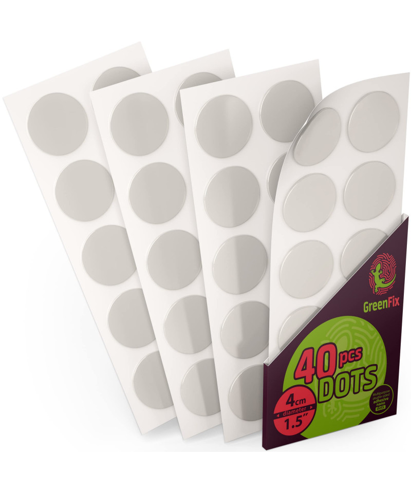 GreenFix Extra Large Double Sided Sticky Dots 40PCs - Round Sticky Tack for  Wall Hanging - Mounting Putty