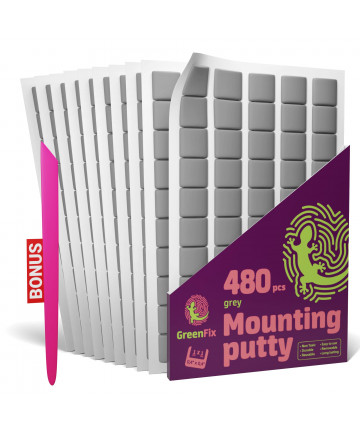 GreenFix Grey Mounting Putty 480PCs - Sticky Tack Poster Putty - Removable Reusable Wall Putty for Hanging - Sticky Adhesive