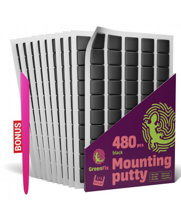 Black Mounting Putty 480PCs - Poster Putty for Walls No Damage - Removable Reusable Sticky Tack - Tacky Wall Sticky for Hanging
