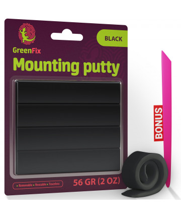 GreenFix Mounting Putty 2oz, Black, Removable & Reusable, Non Marking