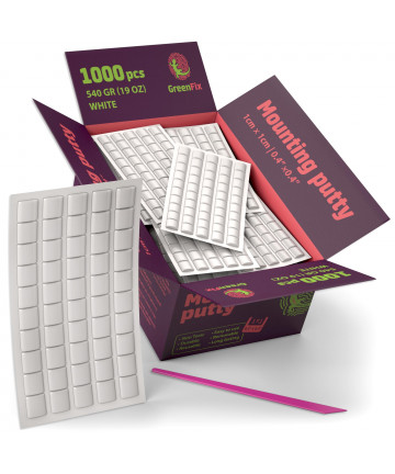 GreenFix Bulk Set Mounting Putty 1000PCs/19oz, White, Removable & Reusable