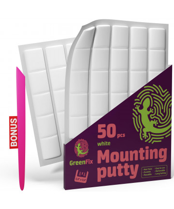 GreenFix Mounting Putty 50PCs, White, Removable & Reusable, Non Marking