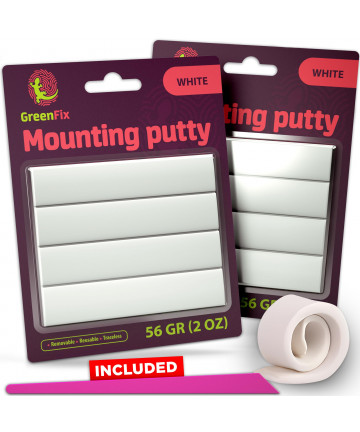 GreenFix Mounting Putty 2 Pack - 4oz, White, Removable & Reusable