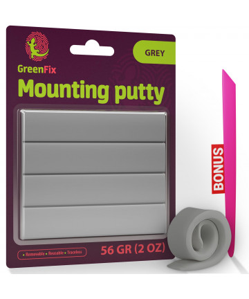 GreenFix Adhesive Putty 2oz - Grey Poster Tacky Mounting Putty - Removable Reusable Non-Marking Sticky Tack for Wall Hanging